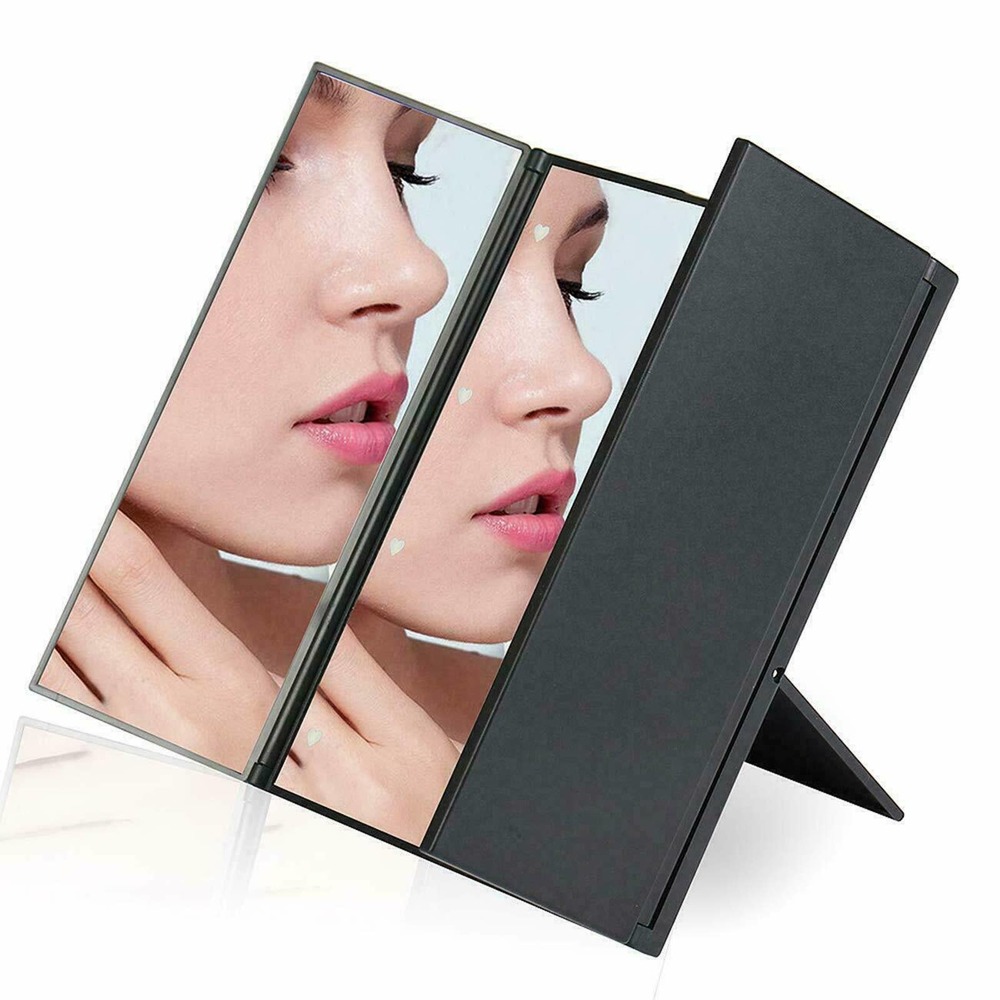 Makeup Vanity Mirror with 8 Led Lights,9 Inch Tri-Fold Portable Small LED Compac